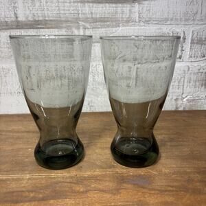 Mid Century Libbey Smoke Gray Pilsner Glasses Set Of 2